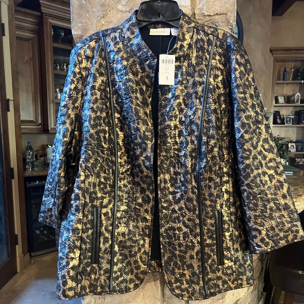 Chico’s Eleanor Animal Foil Jacket Size 3. - NWT’s